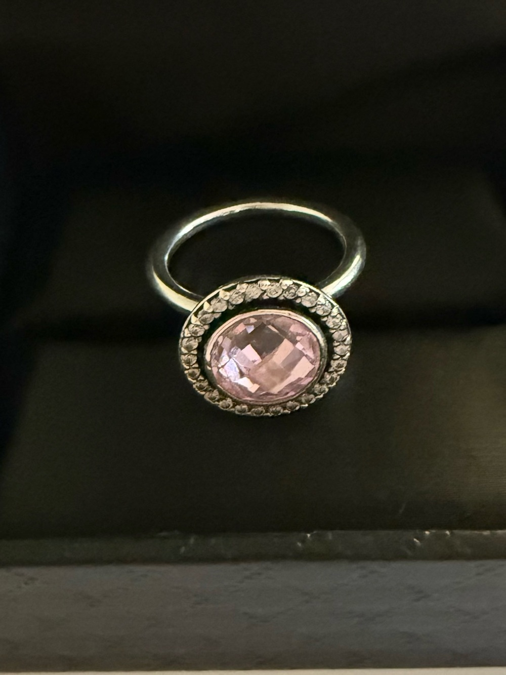 Size 8 - Pandora Sterling Silver Brilliant Legacy Ring w/Pink Zirconia Gemstone. - Picture 2 of 8